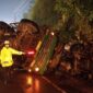 Foto : armada truk yang terlibat kecelakaan di Jalan Raya Semarang–Bawen Km. 25, Kecamatan Bergas, Kabupaten Semarang, Rabu (17/9/2025)