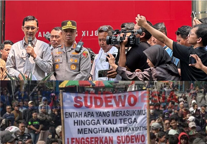 Foto :Juru Bicara KPK, Budi Prasetyo, langsung turun menemui massa. Di,  Yang Menuntut penindakan KPK kepada Bupati Pati 1 Sempetember 2025