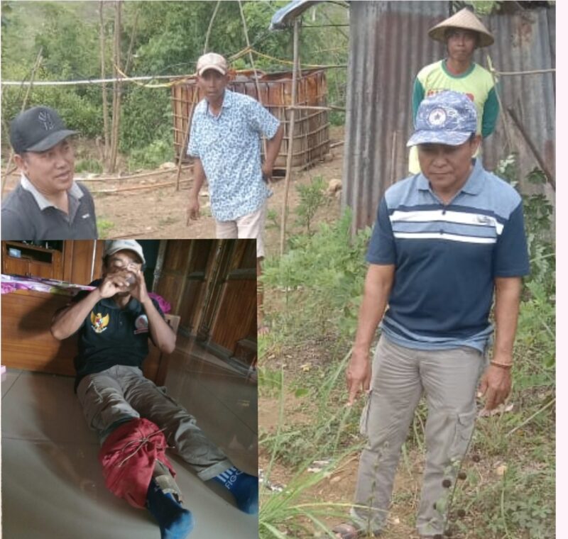 Foto korban Muhamat Ruin ketika mengalami luka patah kaki serta paska menunjukan lokasi kejadian. Dok/PIN 2/09/2025
