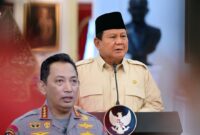 Foto : persiden Prabowo Subianto serta kapolri Listyo Sigit Prabowo kepala kepolisian RI yang dikabarkan akan di copot di ganti dengan kapolri baru