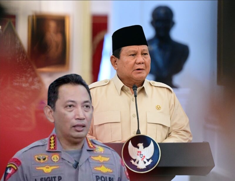 Foto : persiden Prabowo Subianto serta kapolri Listyo Sigit Prabowo kepala kepolisian RI yang dikabarkan akan di copot di ganti dengan kapolri baru