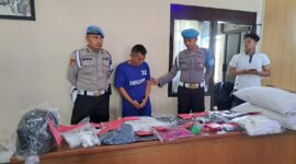 Foto pelaku dan barang bukti ketika konfersi pers