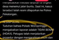 Foto : Hasil tangkap.layat akun tiktok polres pekolangan yang fitnah media HOAK 