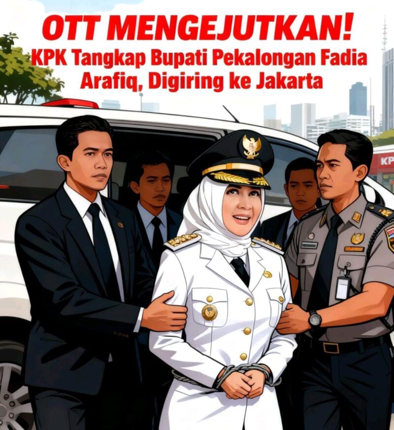 Foto : Karya AI KPK “Sikat” Bupati Pekalongan Fadia Arafiq, Digiring ke Gedung Merah Putih