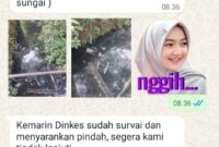 Foto : Tangkapan Layar Pesan Whatsapp Serta gambar pencemaran Lingkungan 